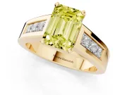 Emerald Cut Channel-Set Engagement Ring Setting for a Fancy Yellow Lab-Grown Diamond | Yellow Gold