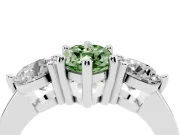 Fancy Green Marquise Cut Diamond Three-Stone Ring Set in White gold with Prong Setting and Classic Band