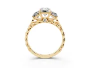Emerald Cut Three Stone Engagement Ring Setting | Braided Band | Yellow Gold