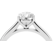 Pear Cut Diamond Solitaire Ring Set in Silver with Cathedral Band and Prong Setting