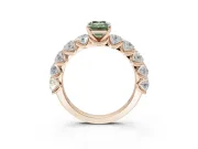 Emerald Cut Side Stone Engagement Ring Setting for a Fancy Green Lab-Grown Diamond | Scalloped Prong Accents | Rose Gold
