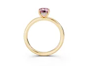 Fancy Pink Emerald Cut Diamond Solitaire Ring Set in Yellow gold with Thin Band and Prong Setting