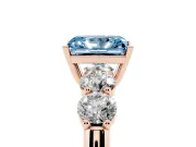 Radiant Cut Five Stone Engagement Ring Setting for a Fancy Blue Lab-Grown Diamond | Prong Set Side Stones | Rose Gold