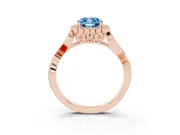 Cushion Cut Leaf Halo Engagement Ring Setting for a Fancy Blue Lab-Grown Diamond | Rose Gold