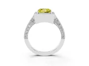 Princess Cut Milgrain Halo Engagement Ring Setting for a Fancy Yellow Lab-Grown Diamond | Side Stones | Sterling Silver