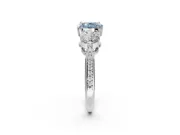 Cushion Cut Three Stone Engagement Ring Setting for a Fancy Blue Lab-Grown Diamond | Tapered Pave Band | White Gold