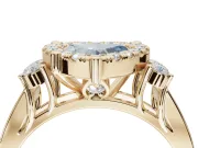 Heart-Shaped Halo Engagement Ring Setting for a Fancy Blue Lab-Grown Diamond | Graduated Channel Band | Yellow Gold