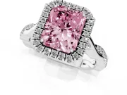 Radiant Cut Twist Halo Engagement Ring Setting for a Fancy Pink Lab-Grown Diamond | Platinum
