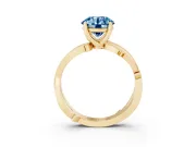Round Twisted Pavé Engagement Ring Setting for a Fancy Blue Lab-Grown Diamond | Pavé and Plain Strands | Yellow Gold