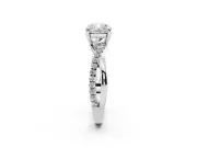 Cushion Cut Diamond Twist Band Solitaire Set in White gold with Pavé Accents and Prong Setting
