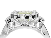 Cushion Cut Halo Engagement Ring Setting for a Fancy Yellow Lab-Grown Diamond | Graduated Channel Band | White Gold