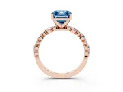 Asscher Cut Pavé Solitaire Engagement Ring Setting for a Fancy Blue Lab-Grown Diamond | Rose Gold