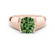 Round Half Bezel Engagement Ring Setting for a Fancy Green Lab-Grown Diamond | Wide Band | Rose Gold