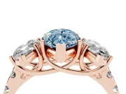 Marquise Three Stone Engagement Ring Setting for a Fancy Blue Lab-Grown Diamond | Accented Shoulders | Rose Gold