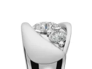Round Three Stone Bypass Engagement Ring Setting | Sculpted Crossover Band | Sterling Silver