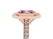 Asscher Cut Vintage Milgrain Halo Engagement Ring Setting for a Fancy Pink Lab-Grown Diamond | Bezel Head | Rose Gold