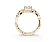 Radiant Cut Bypass Solitaire Engagement Ring Setting | Pavé and Plain Strands | Yellow Gold