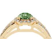 Pear-Shaped Halo Engagement Ring Setting for a Fancy Green Lab-Grown Diamond | Two-Row Pave Split Shank | Yellow Gold
