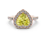 Heart-Shaped Pave Halo Engagement Ring Setting for a Fancy Yellow Lab-Grown Diamond | Pave Band | Rose Gold
