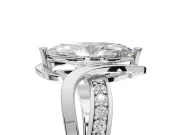 Marquise Bypass Solitaire Engagement Ring Setting | Pavé and Plain Strands | White Gold