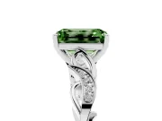 Emerald Cut Vine Engagement Ring Setting for a Fancy Green Lab-Grown Diamond | Platinum
