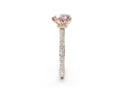 Heart-Shaped Hidden Halo Engagement Ring Setting for a Fancy Pink Lab-Grown Diamond | Pavé Band | Rose Gold