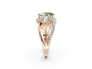 Oval Three Stone Split Shank Engagement Ring Setting for a Fancy Green Lab-Grown Diamond | Matching Sides | Rose Gold