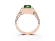Princess Cut Milgrain Halo Engagement Ring Setting for a Fancy Green Lab-Grown Diamond | Side Stones | Rose Gold
