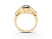 Asscher Cut Milgrain Sectioned Halo Engagement Ring Setting for a Black Center | Yellow Gold