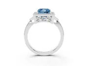 Fancy Blue Princess Cut Diamond Halo Engagement Ring Set in Silver with Milgrain Pavé Band