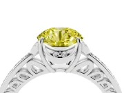Round Floral Pavé Engagement Ring Setting for a Fancy Yellow Lab-Grown Diamond | Platinum