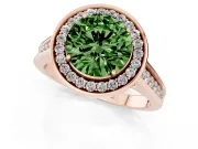 Round Rimmed Halo Engagement Ring Setting for a Fancy Green Lab-Grown Diamond | Rose Gold