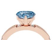 Heart-Shaped Vintage Pavé Engagement Ring Setting for a Fancy Blue Lab-Grown Diamond | Rose Gold