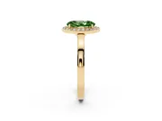 Fancy Green Oval Cut Diamond Halo Ring Set in Yellow gold with Solitaire Band and Prong Setting
