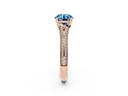Round Split Shank Engagement Ring Setting for a Fancy Blue Lab-Grown Diamond | Pave Band | Rose Gold