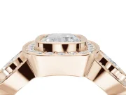 Cushion Cut Three Stone Halo Engagement Ring Setting | Bezel Set | Rose Gold