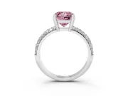 Princess Cut Three Row Pave Engagement Ring Setting for a Fancy Pink Lab-Grown Diamond | Double Claws | Sterling Silver