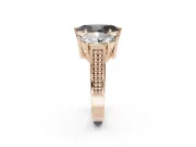 Marquise Three Stone Engagement Ring Setting for a Black Center | Beaded Shoulders | Rose Gold
