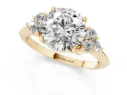 Round Cluster Accent Engagement Ring Setting | Plain Band | Yellow Gold