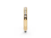 Round Diamond Channel Wedding Band Set in Yellow gold with Milgrain Edges