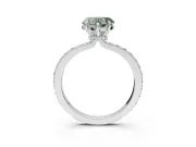 Heart-Shaped Hidden Halo Engagement Ring Setting for a Fancy Green Lab-Grown Diamond | Pavé Band | White Gold