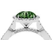 Round Halo Engagement Ring Setting for a Fancy Green Lab-Grown Diamond | Pavé Twist Band | Platinum