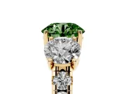 Round Three Stone Engagement Ring Setting for a Fancy Green Lab-Grown Diamond | Accented Shoulders | Yellow Gold