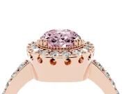 Fancy Pink Oval Cut Diamond Halo Ring Set in Rose gold with Pavé Shank and Prong Setting