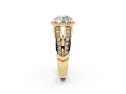 Round Halo Engagement Ring Setting | Two-Row Pave Split Shank | Yellow Gold