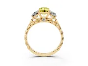 Emerald Cut Three Stone Engagement Ring Setting for a Fancy Yellow Lab-Grown Diamond | Braided Band | Yellow Gold