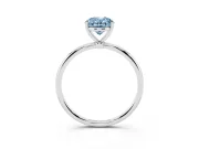Fancy Blue Oval Cut Diamond Solitaire Engagement Ring Set in Silver with Thin Band and Prong Setting