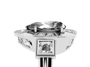 Pear-Shaped Milgrain Sectioned Halo Engagement Ring Setting for a Black Center | Platinum