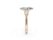 Marquise Three-Stone Ring Setting for a Fancy Blue Lab-Grown Diamond | Pear Side Stones | Rose Gold