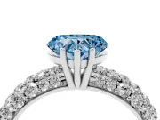 Heart-Shaped Multi Row Pave Engagement Ring Setting for a Fancy Blue Lab-Grown Diamond | Platinum